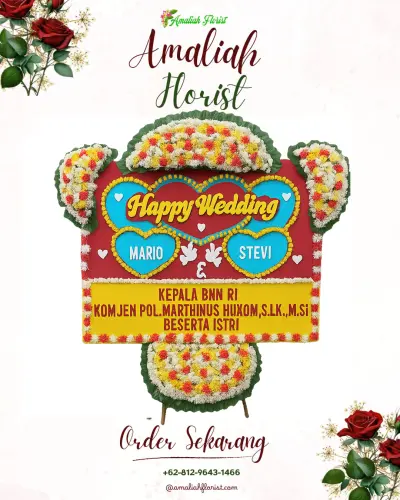 Karangan Papan Bunga Pernikahan di Selokgondang